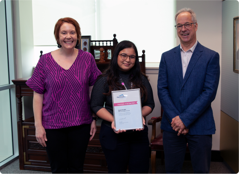 Liz Forysth, Sarah Khalid and Michael Briggs